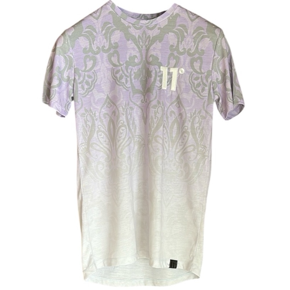 NWT 11 Degrees Men Purple Short Sleeve Tee with Gradient Design S